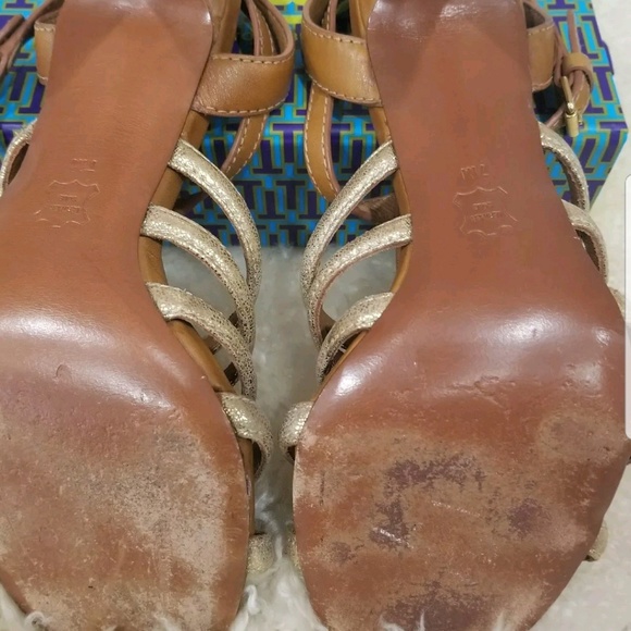 Tory Burch Charlene gold brown sandles - Picture 5 of 8